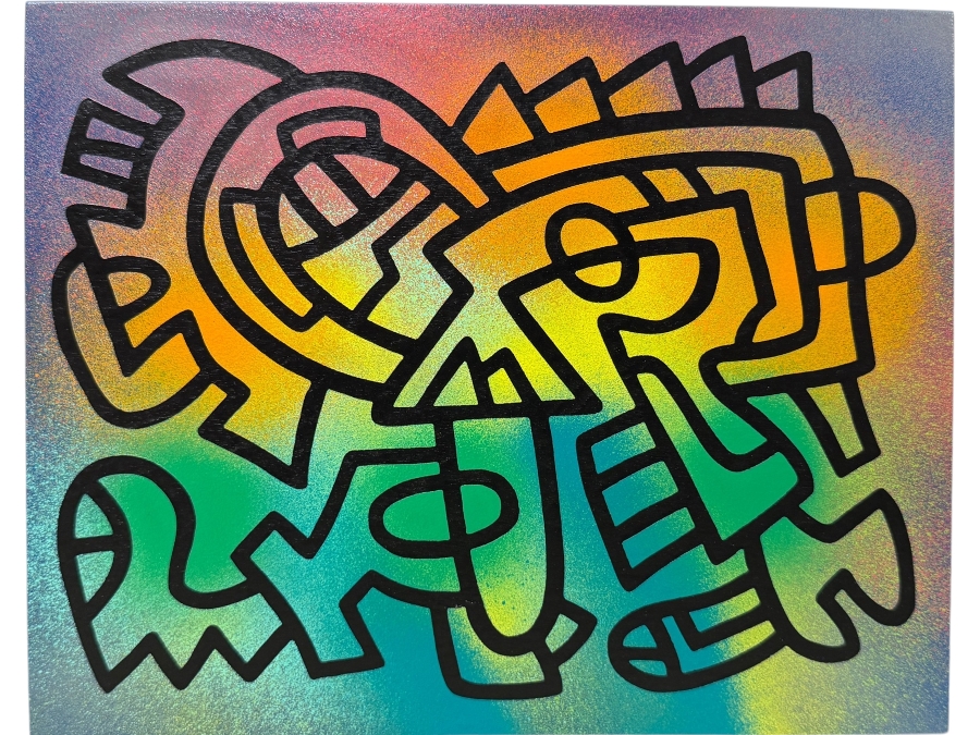 Santos Orellana (B. 1974, American) Original Acrylic Painting On Plywood Signed Verso 'The Art Of Santos' Urban Pop Artwork 10' X 8' SO-MAR2020-038 Estimate $125-$150
