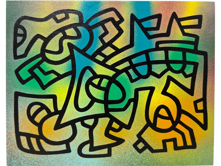 Santos Orellana (B. 1974, American) Original Acrylic Painting On Plywood Signed Verso 'The Art Of Santos' Urban Pop Artwork 10' X 8' SO-MAR2020-057 Estimate $125-$150