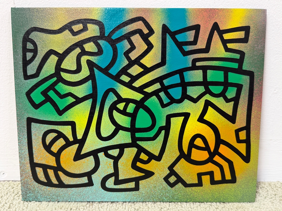 Santos Orellana (B. 1974, American) Original Acrylic Painting On Plywood Signed Verso 'The Art Of Santos' Urban Pop Artwork 10' X 8' SO-MAR2020-057 Estimate $125-$150 [Photo 2]