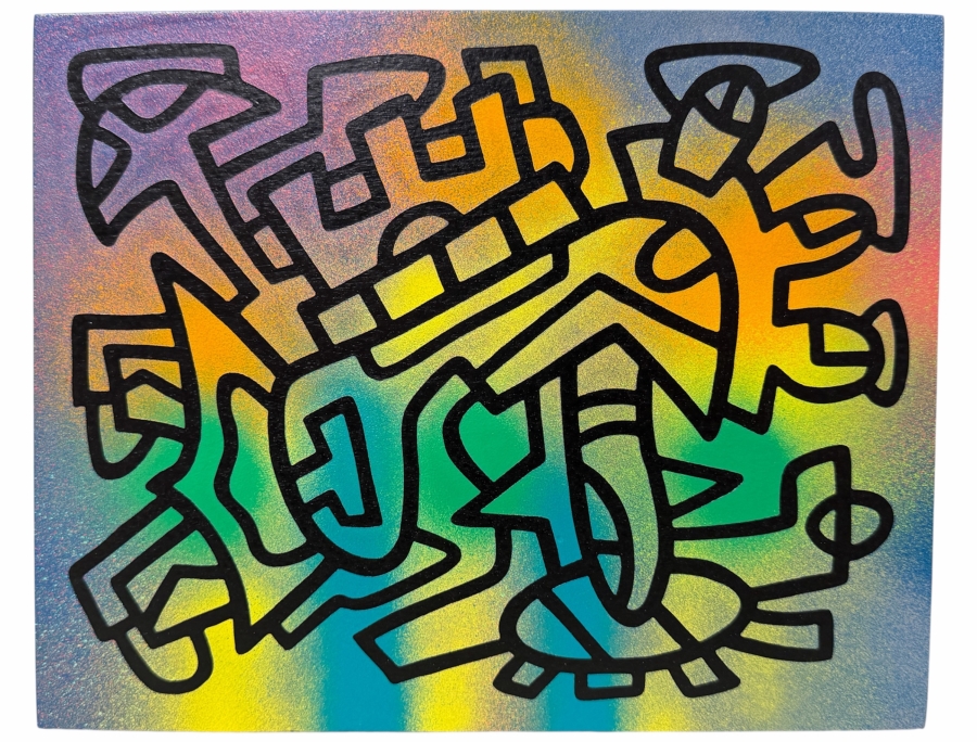 Santos Orellana (B. 1974, American) Original Acrylic Painting On Plywood Signed Verso 'The Art Of Santos' Urban Pop Artwork 10' X 8' SO-MAR2020-036 Estimate $125-$150
