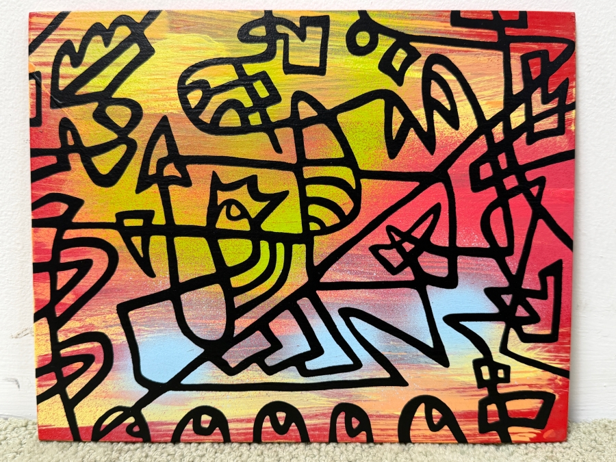 Santos Orellana (B. 1974, American) Original Acrylic Painting On Plywood Signed Verso 'The Art Of Santos' Urban Pop Artwork 10' X 8' SO-AUG2017-022 Estimate $125-$150 [Photo 5]