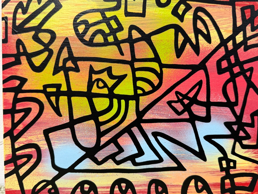 Santos Orellana (B. 1974, American) Original Acrylic Painting On Plywood Signed Verso 'The Art Of Santos' Urban Pop Artwork 10' X 8' SO-AUG2017-022 Estimate $125-$150 [Photo 2]