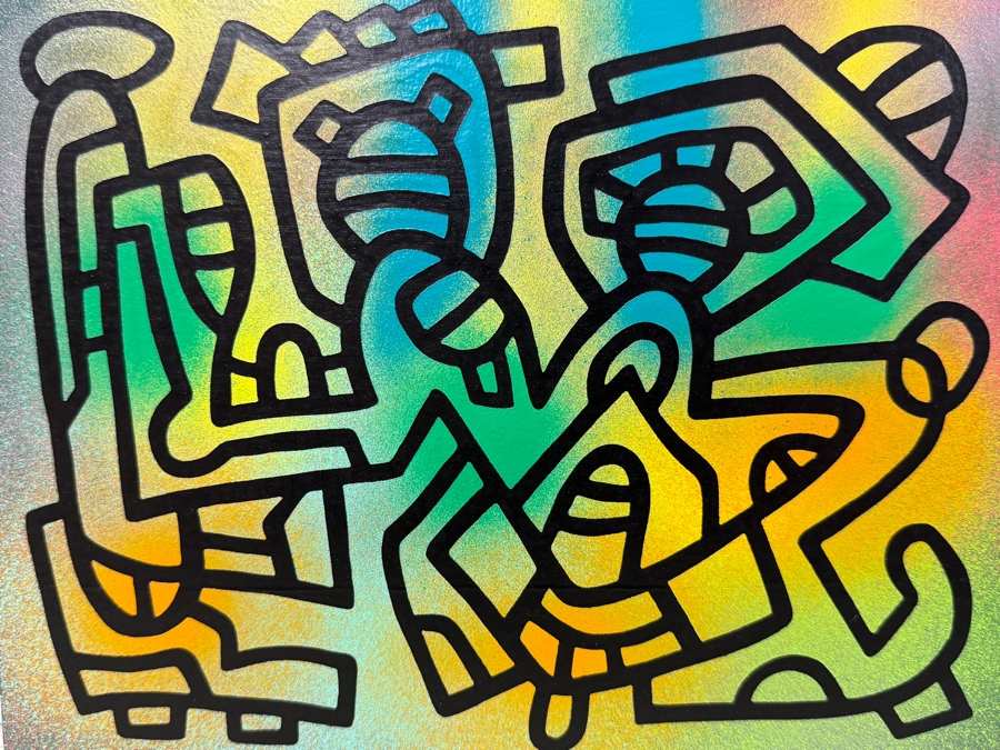 Santos Orellana (B. 1974, American) Original Acrylic Painting On Plywood Signed Verso 'The Art Of Santos' Urban Pop Artwork 10' X 8' SO-MAR2020-035 Estimate $125-$150 [Photo 4]