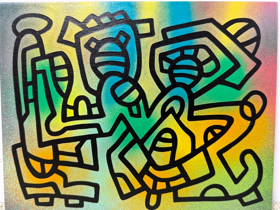 Santos Orellana (B. 1974, American) Original Acrylic Painting On Plywood Signed Verso 'The Art Of Santos' Urban Pop Artwork 10' X 8' SO-MAR2020-035 Estimate $125-$150 [Photo 3]