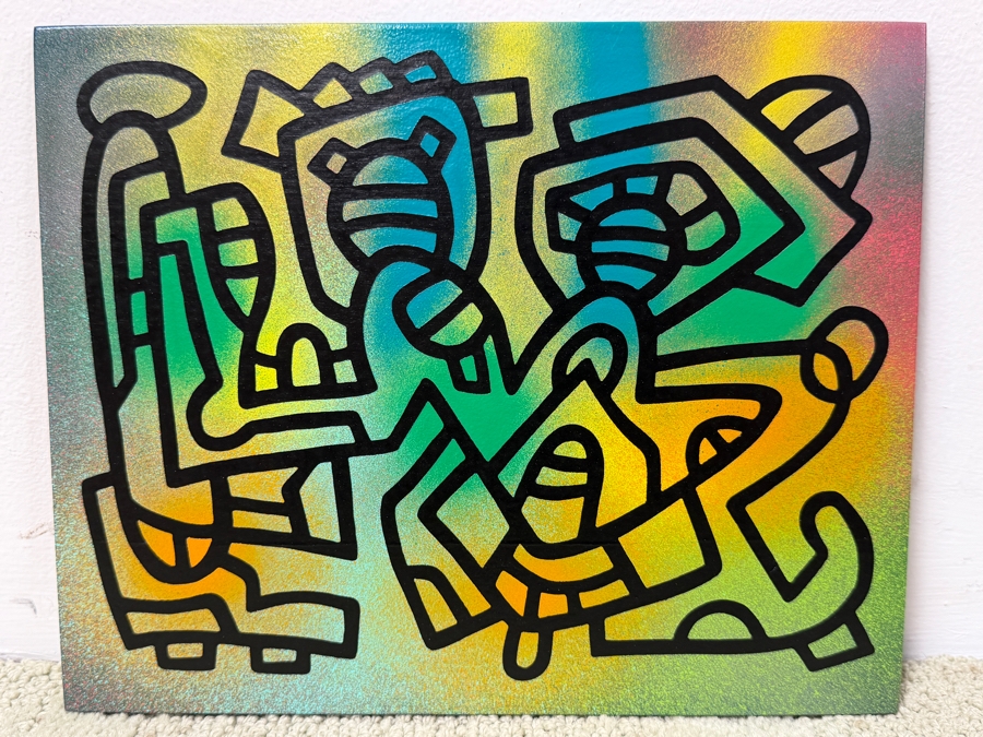 Santos Orellana (B. 1974, American) Original Acrylic Painting On Plywood Signed Verso 'The Art Of Santos' Urban Pop Artwork 10' X 8' SO-MAR2020-035 Estimate $125-$150 [Photo 2]