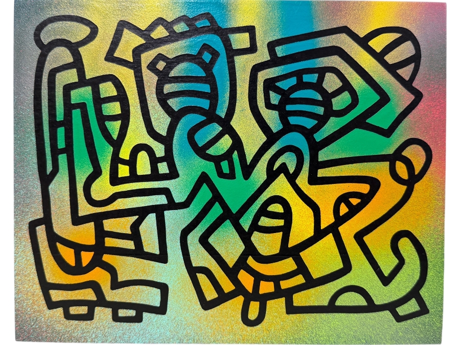 Santos Orellana (B. 1974, American) Original Acrylic Painting On Plywood Signed Verso 'The Art Of Santos' Urban Pop Artwork 10' X 8' SO-MAR2020-035 Estimate $125-$150