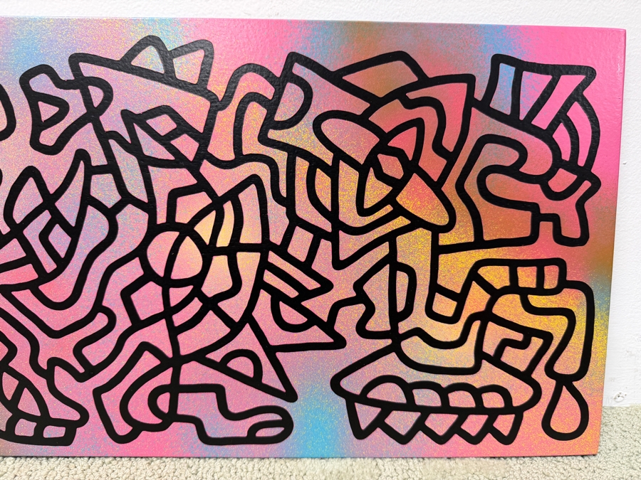 Santos Orellana (B. 1974, American) Original Acrylic Painting On Plywood Signed Verso 'The Art Of Santos' Urban Pop Artwork 20' X 10' SO-JAN2018-016 Estimate $300-$400 [Photo 3]