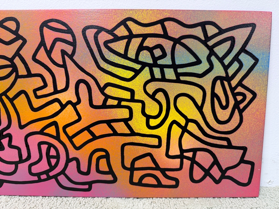 Santos Orellana (B. 1974, American) Original Acrylic Painting On Plywood Signed Verso 'The Art Of Santos' Urban Pop Artwork 20' X 10' SO-JAN2018-017 Estimate $300-$400 [Photo 3]