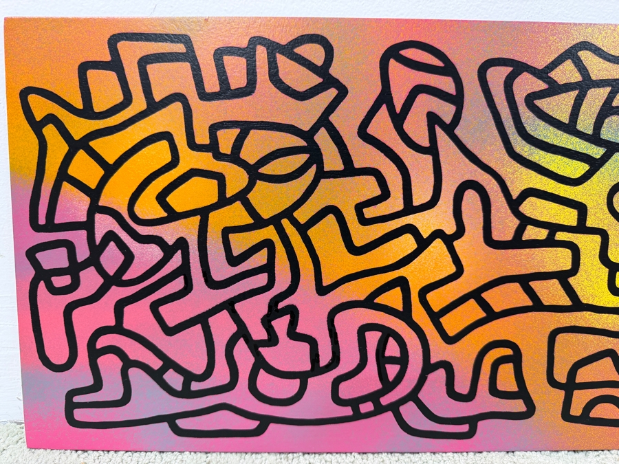Santos Orellana (B. 1974, American) Original Acrylic Painting On Plywood Signed Verso 'The Art Of Santos' Urban Pop Artwork 20' X 10' SO-JAN2018-017 Estimate $300-$400 [Photo 2]