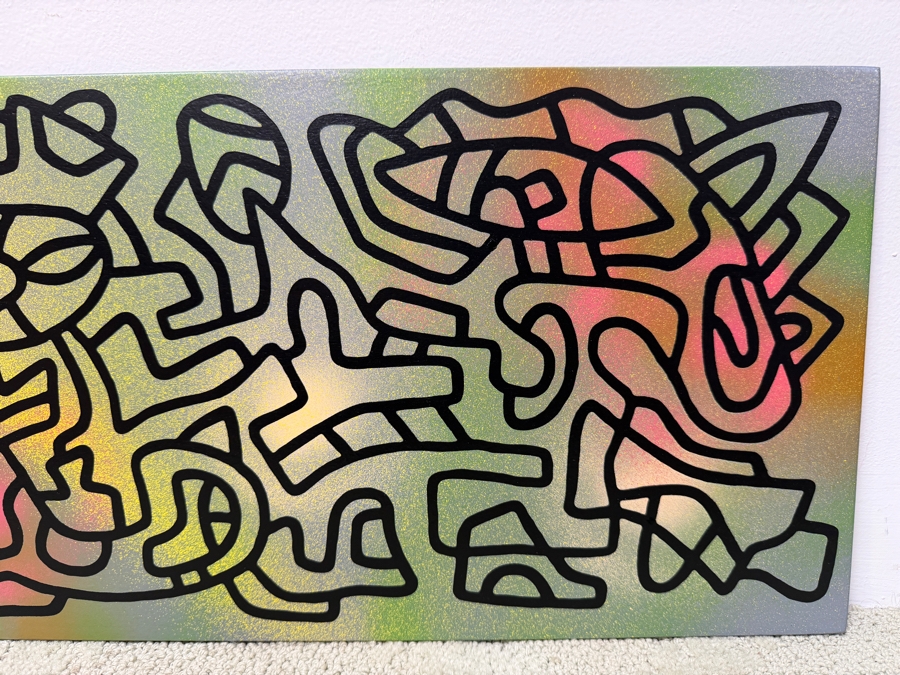 Santos Orellana (B. 1974, American) Original Acrylic Painting On Plywood Signed Verso 'The Art Of Santos' Urban Pop Artwork 20' X 10' SO-JAN2018-018 Estimate $300-$400 [Photo 3]