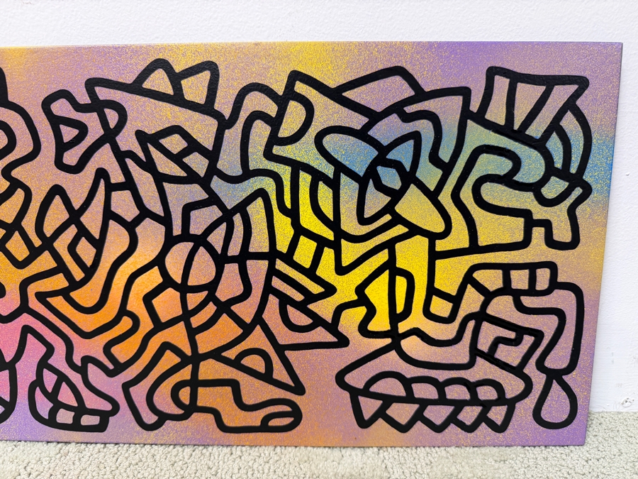 Santos Orellana (B. 1974, American) Original Acrylic Painting On Plywood Signed Verso 'The Art Of Santos' Urban Pop Artwork 20' X 10' SO-JAN2018-015 Estimate $300-$400 [Photo 3]