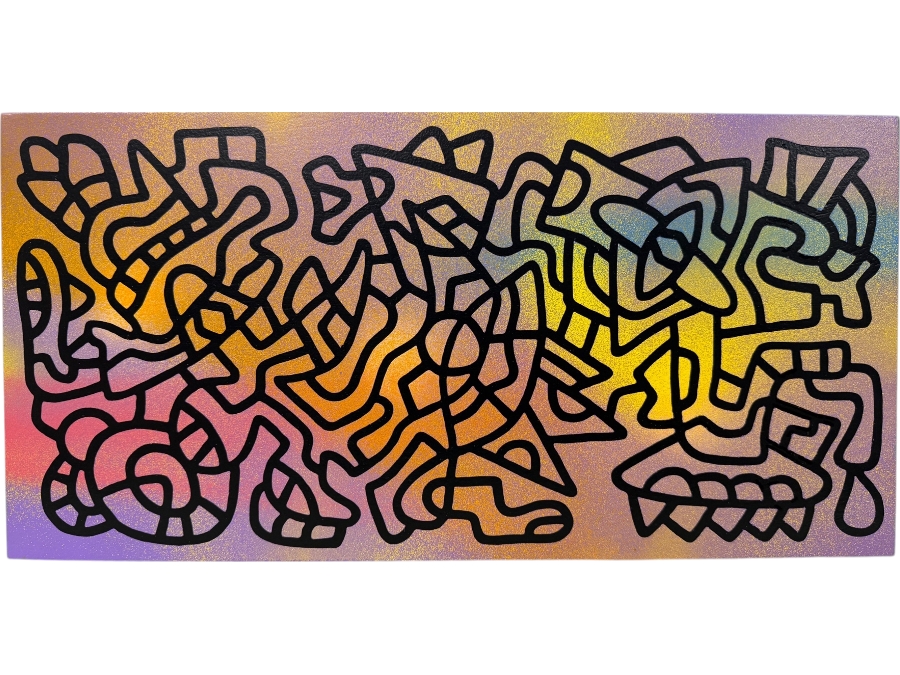 Santos Orellana (B. 1974, American) Original Acrylic Painting On Plywood Signed Verso 'The Art Of Santos' Urban Pop Artwork 20' X 10' SO-JAN2018-015 Estimate $300-$400