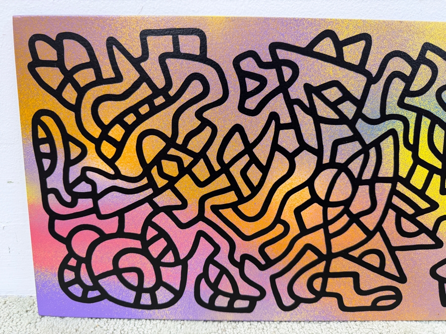 Santos Orellana (B. 1974, American) Original Acrylic Painting On Plywood Signed Verso 'The Art Of Santos' Urban Pop Artwork 20' X 10' SO-JAN2018-015 Estimate $300-$400 [Photo 2]