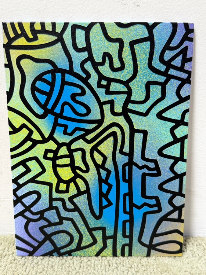 Santos Orellana (B. 1974, American) Original Acrylic Painting On Plywood Signed Verso 'The Art Of Santos' Urban Pop Artwork 6' X 8' SO-MAR2020-065 Estimate $75-$100 [Photo 2]