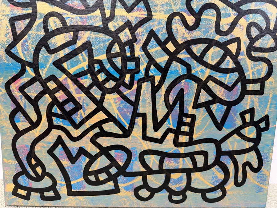 Santos Orellana (B. 1974, American) Original Acrylic Painting On Canvas 'The Art Of Santos' Urban Pop Artwork 20' X 16' Estimate $500-$600 [Photo 3]