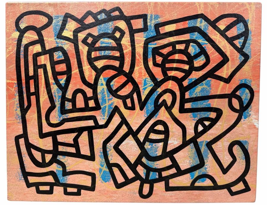 Santos Orellana (B. 1974, American) Original Acrylic Painting On Canvas 'The Art Of Santos' Urban Pop Artwork 20' X 16' Estimate $500-$600