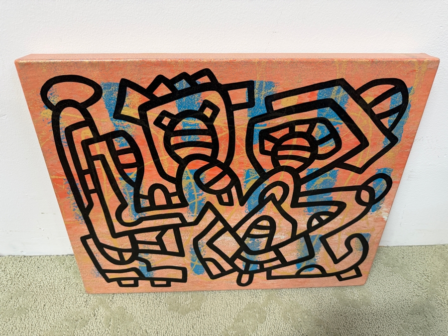 Santos Orellana (B. 1974, American) Original Acrylic Painting On Canvas 'The Art Of Santos' Urban Pop Artwork 20' X 16' Estimate $500-$600 [Photo 2]