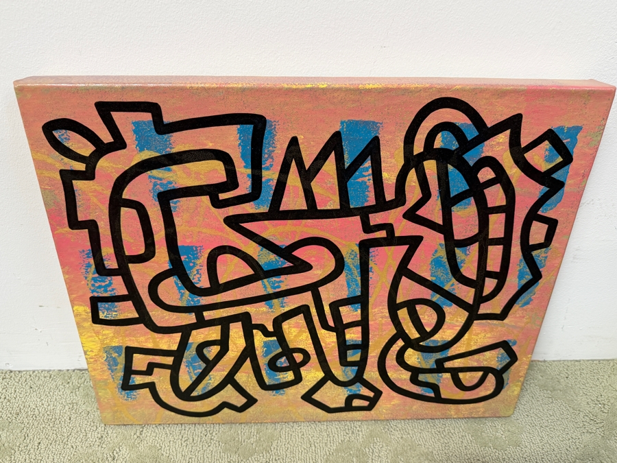 Santos Orellana (B. 1974, American) Original Acrylic Painting On Canvas 'The Art Of Santos' Urban Pop Artwork 20' X 16' Estimate $500-$600 [Photo 3]