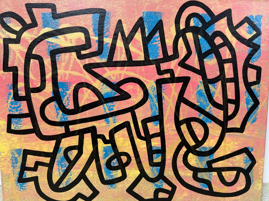 Santos Orellana (B. 1974, American) Original Acrylic Painting On Canvas 'The Art Of Santos' Urban Pop Artwork 20' X 16' Estimate $500-$600 [Photo 2]