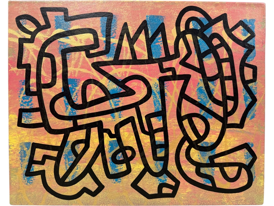 Santos Orellana (B. 1974, American) Original Acrylic Painting On Canvas 'The Art Of Santos' Urban Pop Artwork 20' X 16' Estimate $500-$600