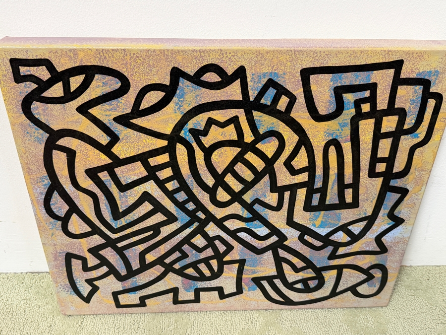 Santos Orellana (B. 1974, American) Original Acrylic Painting On Canvas 'The Art Of Santos' Urban Pop Artwork 20' X 16' Estimate $500-$600 [Photo 3]