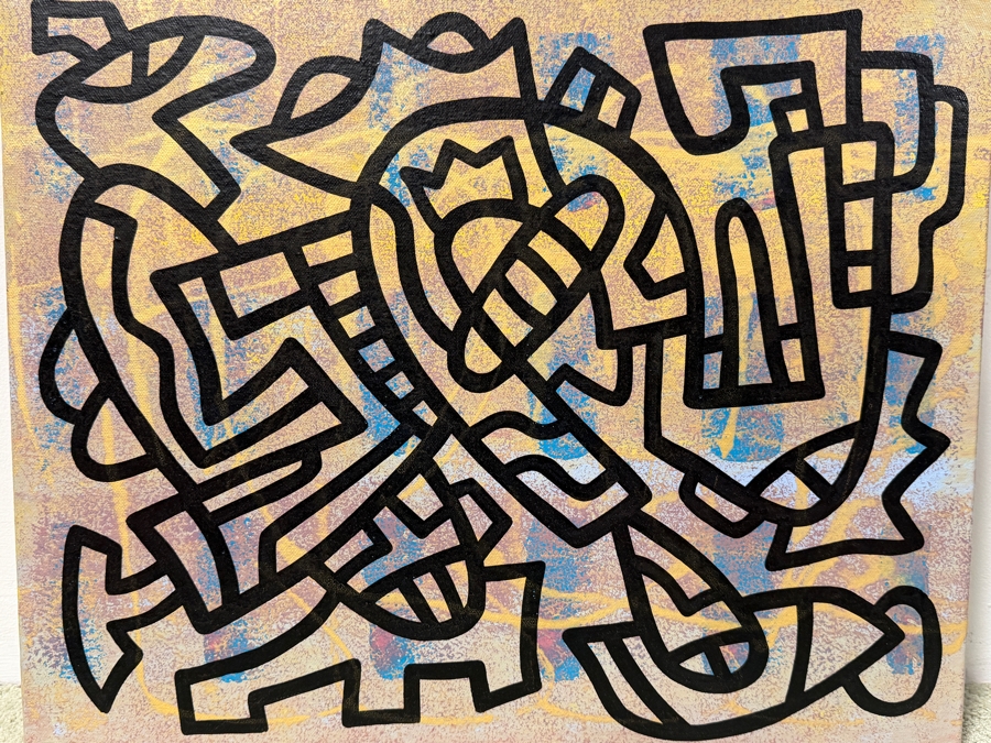 Santos Orellana (B. 1974, American) Original Acrylic Painting On Canvas 'The Art Of Santos' Urban Pop Artwork 20' X 16' Estimate $500-$600 [Photo 2]