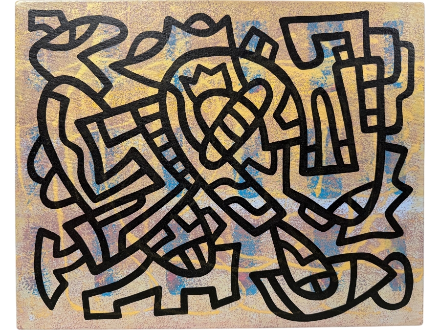 Santos Orellana (B. 1974, American) Original Acrylic Painting On Canvas 'The Art Of Santos' Urban Pop Artwork 20' X 16' Estimate $500-$600