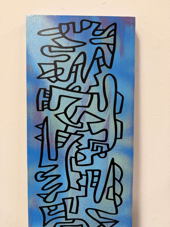 Santos Orellana (B. 1974, American) Original Acrylic Painting On Plywood 'The Art Of Santos' Urban Pop Artwork 12' X 36' With Solid Hand Painted Wooden Frame Estimate $650-$850 [Photo 4]
