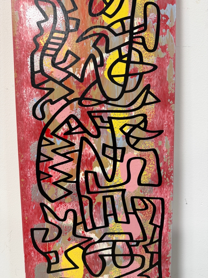 Santos Orellana (B. 1974, American) Original Acrylic Painting On Plywood 'The Art Of Santos' Urban Pop Artwork 12' X 36' With Solid Hand Painted Wooden Frame Estimate $650-$850 [Photo 3]