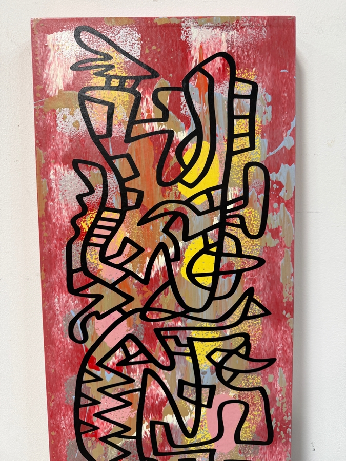 Santos Orellana (B. 1974, American) Original Acrylic Painting On Plywood 'The Art Of Santos' Urban Pop Artwork 12' X 36' With Solid Hand Painted Wooden Frame Estimate $650-$850 [Photo 4]