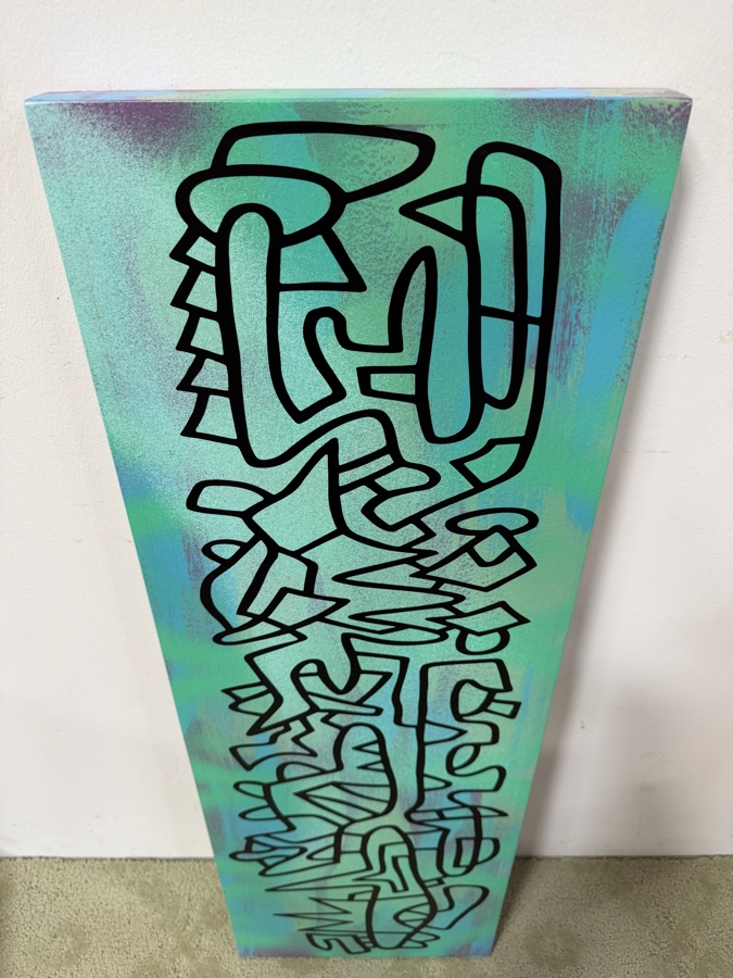 Santos Orellana (B. 1974, American) Original Acrylic Painting On Plywood 'The Art Of Santos' Urban Pop Artwork 12' X 36' Estimate $650-$850 [Photo 5]
