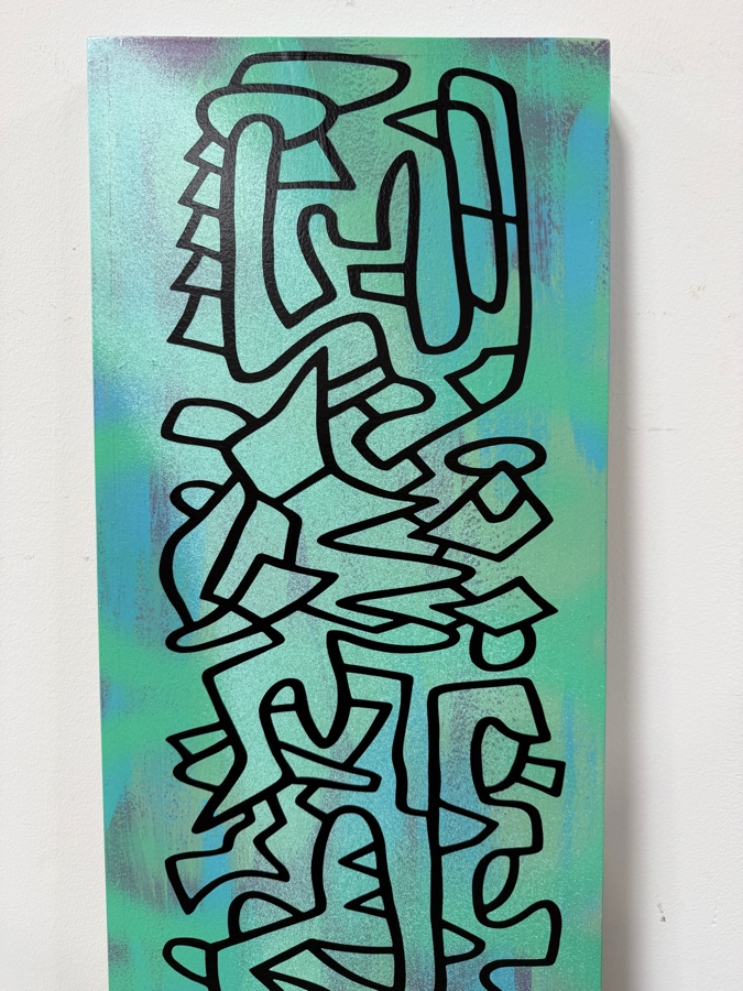Santos Orellana (B. 1974, American) Original Acrylic Painting On Plywood 'The Art Of Santos' Urban Pop Artwork 12' X 36' Estimate $650-$850 [Photo 4]