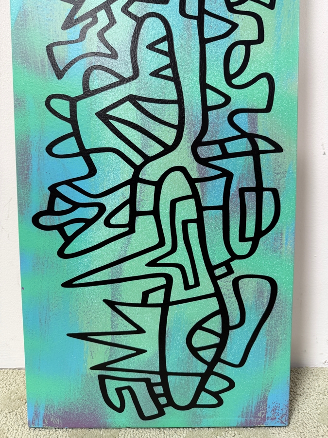 Santos Orellana (B. 1974, American) Original Acrylic Painting On Plywood 'The Art Of Santos' Urban Pop Artwork 12' X 36' Estimate $650-$850 [Photo 2]