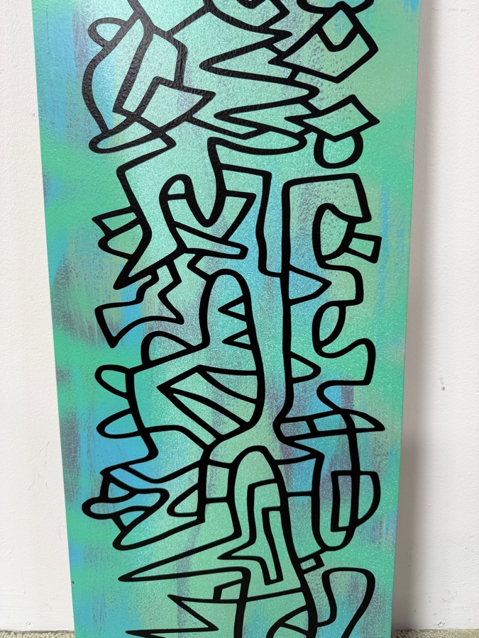 Santos Orellana (B. 1974, American) Original Acrylic Painting On Plywood 'The Art Of Santos' Urban Pop Artwork 12' X 36' Estimate $650-$850 [Photo 3]