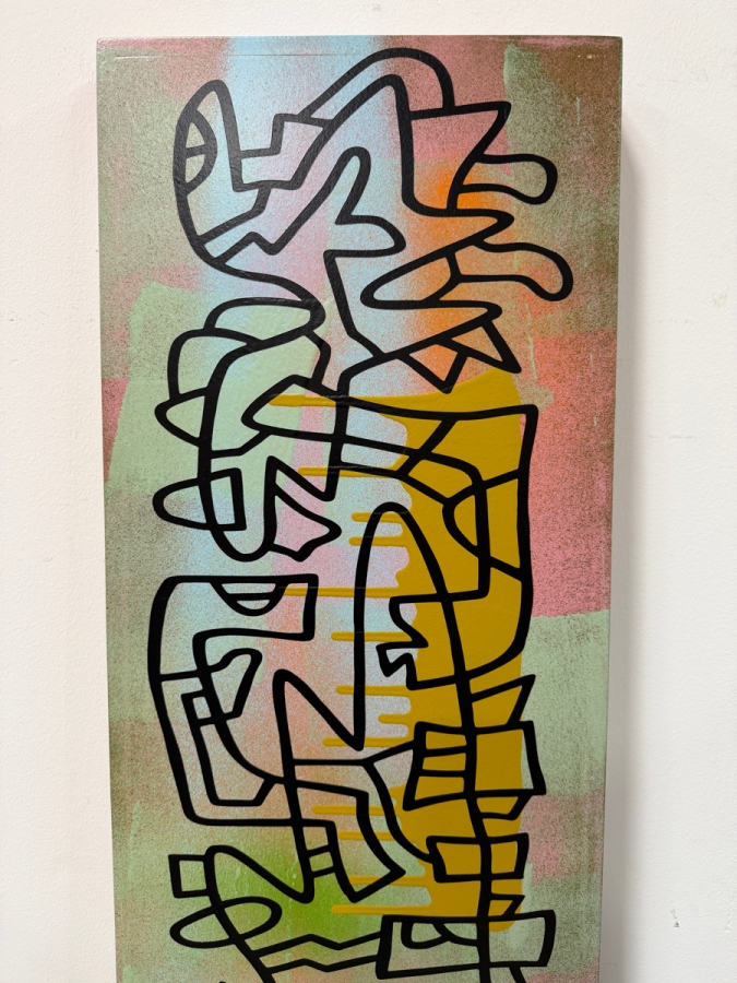 Santos Orellana (B. 1974, American) Original Acrylic Painting On Plywood 'The Art Of Santos' Urban Pop Artwork 12' X 36' With Solid Hand Painted Wooden Frame Estimate $650-$850 [Photo 4]