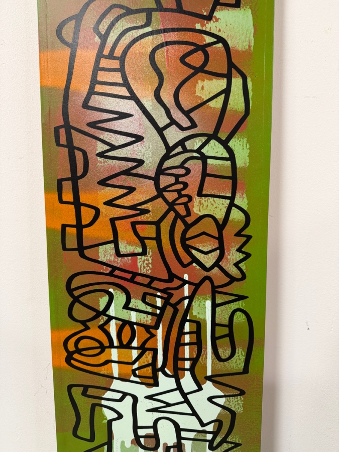 Santos Orellana (B. 1974, American) Original Acrylic Painting On Plywood 'The Art Of Santos' Urban Pop Artwork 12' X 36' With Solid Hand Painted Wooden Frame Estimate $650-$850 [Photo 3]