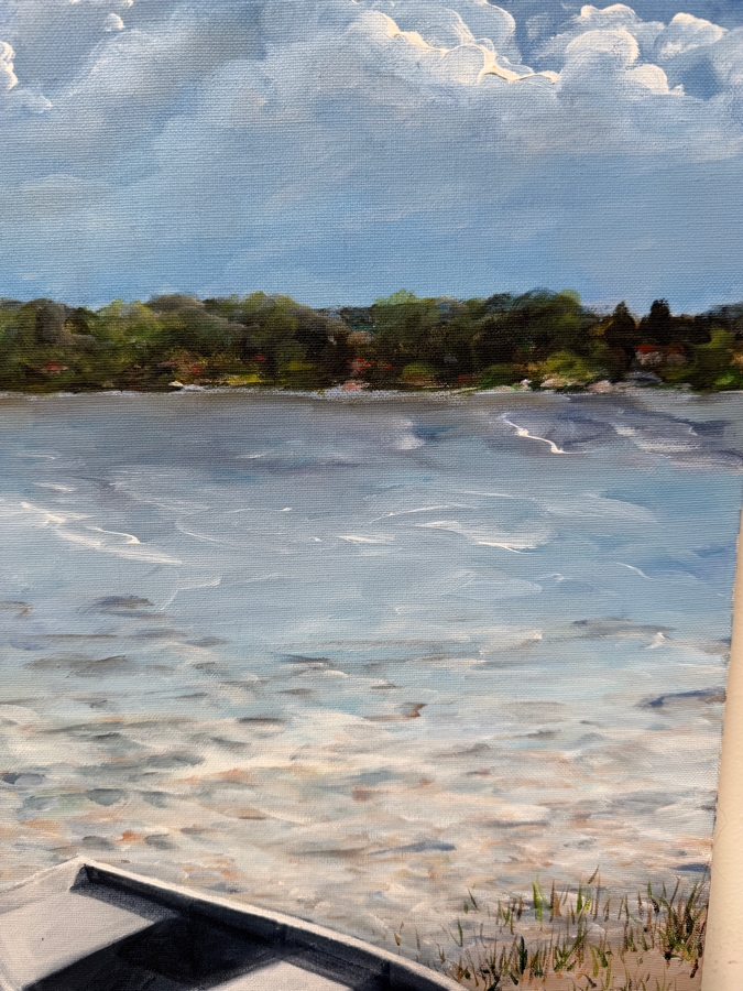 Gerrit Greve (1948-2024, Cardiff by the Sea, CA) Original Acrylic Painting On Canvas Titled 'Meadowlawn Boat #1' Dated 1993 Signed Lower Right And Verso 12' X 24' Estimate $250-$500 [Photo 3]