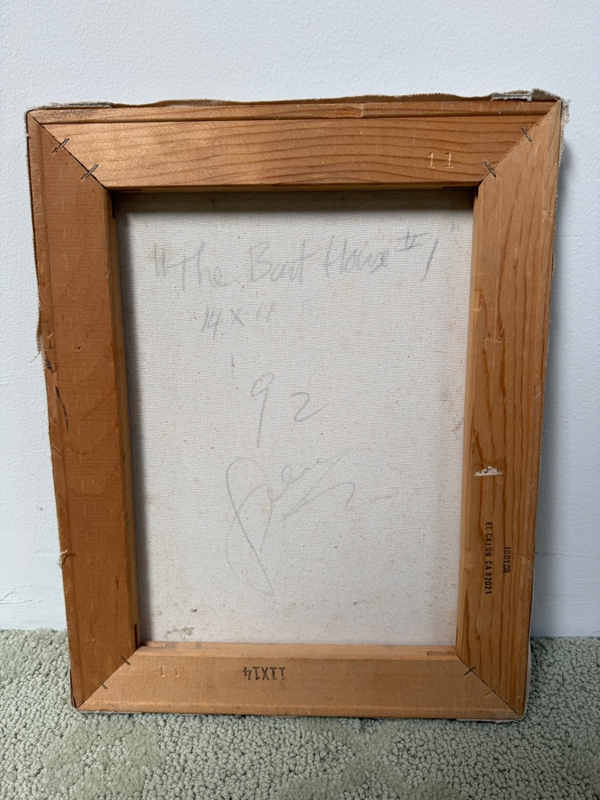 Gerrit Greve (1948-2024, Cardiff by the Sea, CA) Original Acrylic Painting On Canvas Titled 'The Boat House #2' Dated 1992 Signed Lower Right And Verso 12' X 16' Estimate $160-$320 [Photo 8]