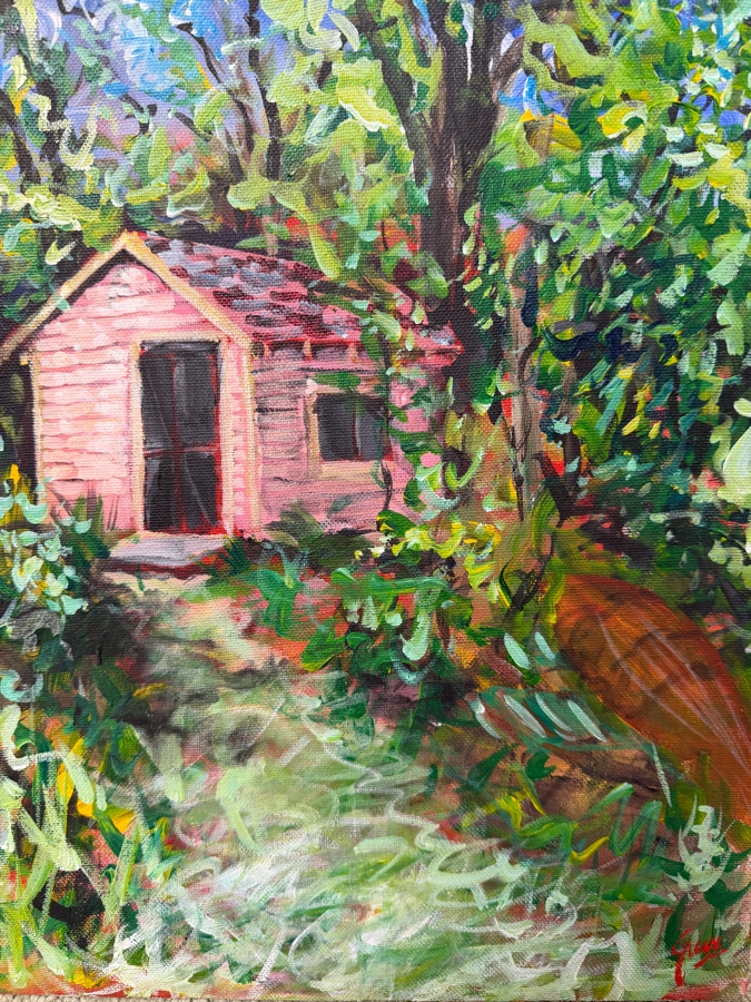 Gerrit Greve (1948-2024, Cardiff by the Sea, CA) Original Acrylic Painting On Canvas Titled 'The Boat House #2' Dated 1992 Signed Lower Right And Verso 12' X 16' Estimate $160-$320 [Photo 2]