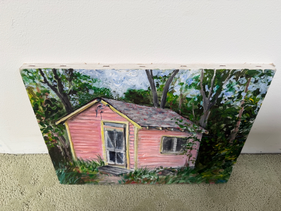 Gerrit Greve (1948-2024, Cardiff by the Sea, CA) Original Acrylic Painting On Canvas Titled 'The Boat House #2' Dated 1992 Signed Lower Right And Verso 12' X 16' Estimate $160-$320 [Photo 7]