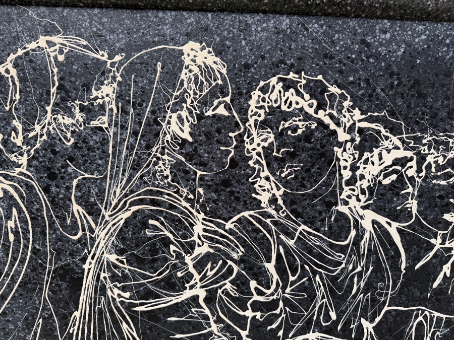 Gerrit Greve (1948-2024, Cardiff by the Sea, CA) Original Acrylic Drip Painting On Canvas Titled 'Witnesses - After DaVinci' Signed Lower Right 40' X 30' Framed 44.5 X 34.5 Estimate $1,000-$2,000 [Photo 3]