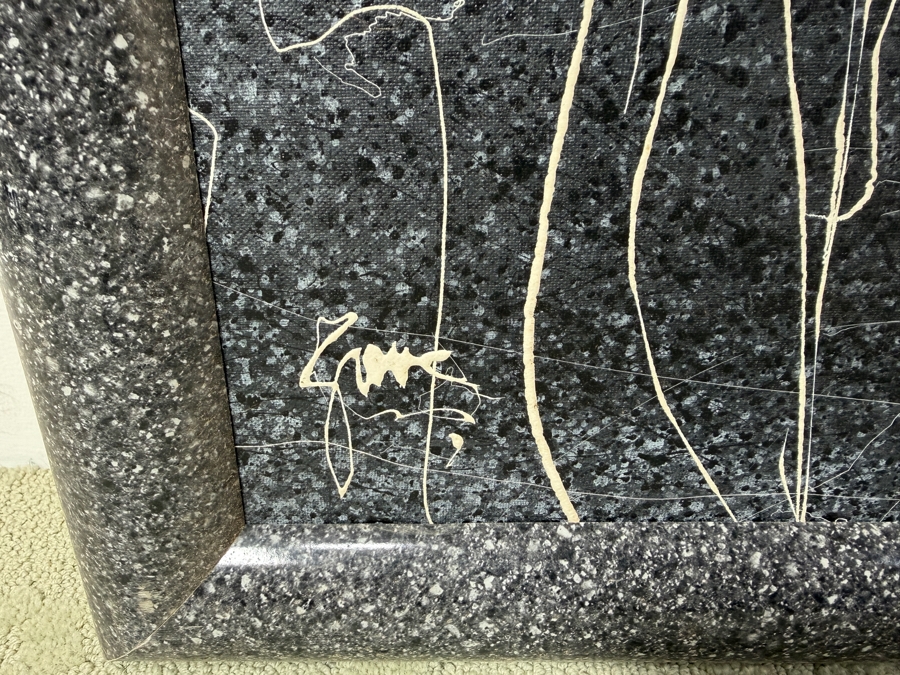 Gerrit Greve (1948-2024, Cardiff by the Sea, CA) Original Acrylic Drip Painting On Canvas Titled 'Witnesses - After DaVinci' Signed Lower Right 40' X 30' Framed 44.5 X 34.5 Estimate $1,000-$2,000 [Photo 6]