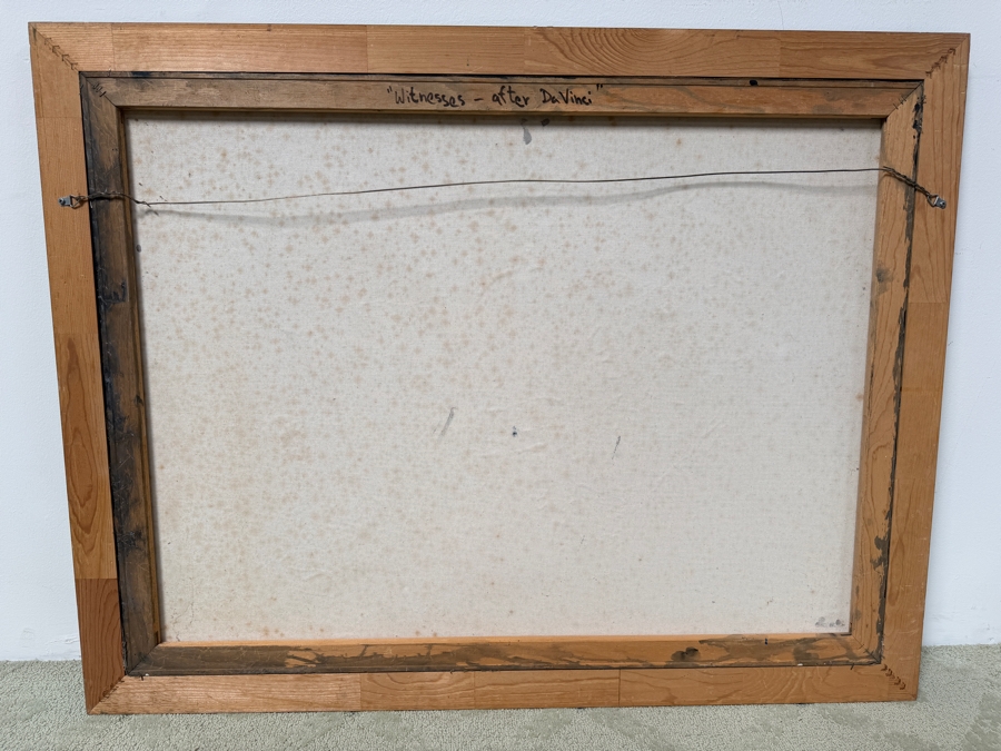 Gerrit Greve (1948-2024, Cardiff by the Sea, CA) Original Acrylic Drip Painting On Canvas Titled 'Witnesses - After DaVinci' Signed Lower Right 40' X 30' Framed 44.5 X 34.5 Estimate $1,000-$2,000 [Photo 7]