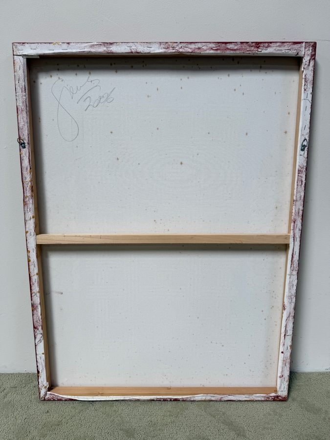 Gerrit Greve (1948-2024, Cardiff by the Sea, CA) Original Abstract Mixed Media Acrylic Sand Icon Painting On Canvas Signed Verso 30' X 40' Estimate $1,000-$2,000 [Photo 5]