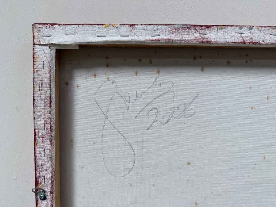 Gerrit Greve (1948-2024, Cardiff by the Sea, CA) Original Abstract Mixed Media Acrylic Sand Icon Painting On Canvas Signed Verso 30' X 40' Estimate $1,000-$2,000 [Photo 6]