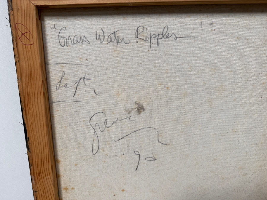 Gerrit Greve (1948-2024, Cardiff by the Sea, CA) Large Original Abstract Acrylic Diptych Painting On Canvas Titled 'Grass Water Ripples' Signed Verso 72' X 36' Estimate $2,150-$4,300 [Photo 7]