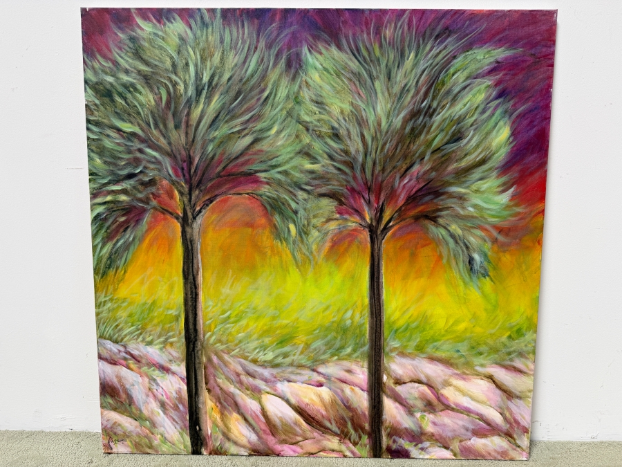 Gerrit Greve (1948-2024, Cardiff by the Sea, CA) Original Abstract Acrylic Painting On Canvas Signed Lower Left And Verso And Dated 2021 36' X 36' Estimate $1,100-$2,200 [Photo 2]