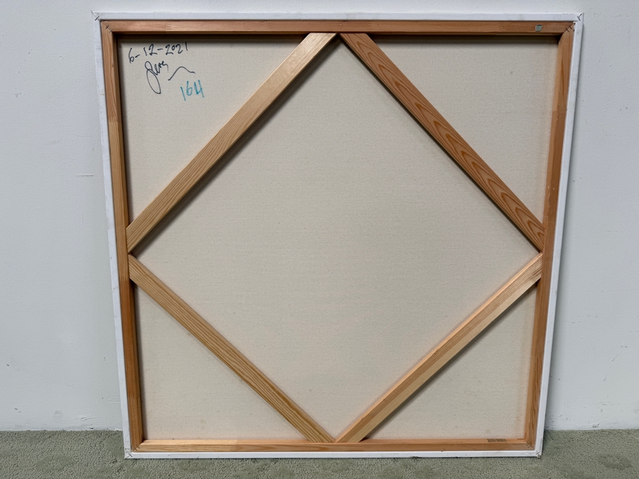 Gerrit Greve (1948-2024, Cardiff by the Sea, CA) Original Abstract Acrylic Painting On Canvas Signed Lower Left And Verso And Dated 2021 36' X 36' Estimate $1,100-$2,200 [Photo 7]