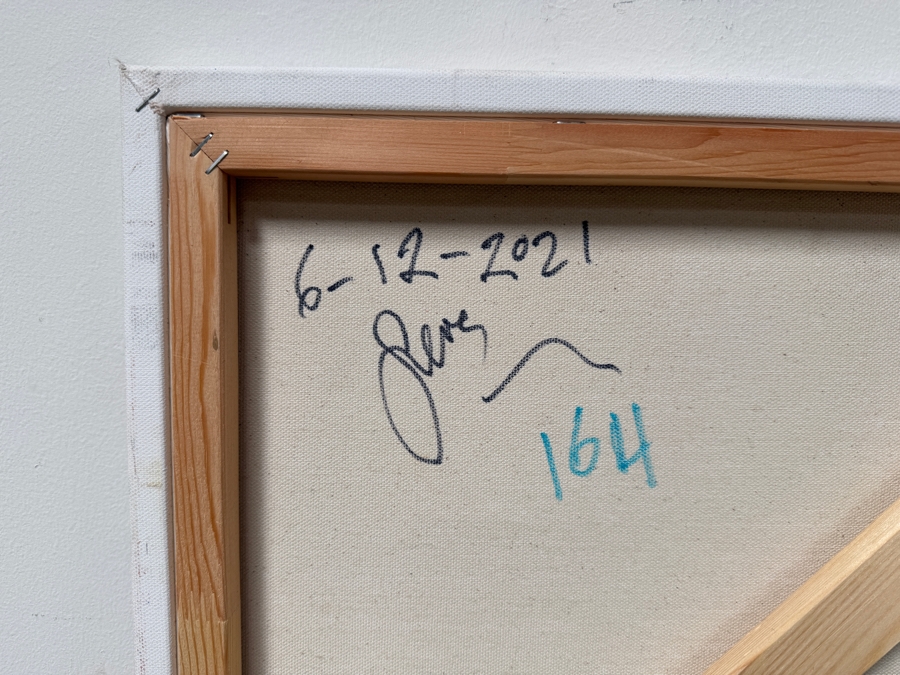 Gerrit Greve (1948-2024, Cardiff by the Sea, CA) Original Abstract Acrylic Painting On Canvas Signed Lower Left And Verso And Dated 2021 36' X 36' Estimate $1,100-$2,200 [Photo 8]