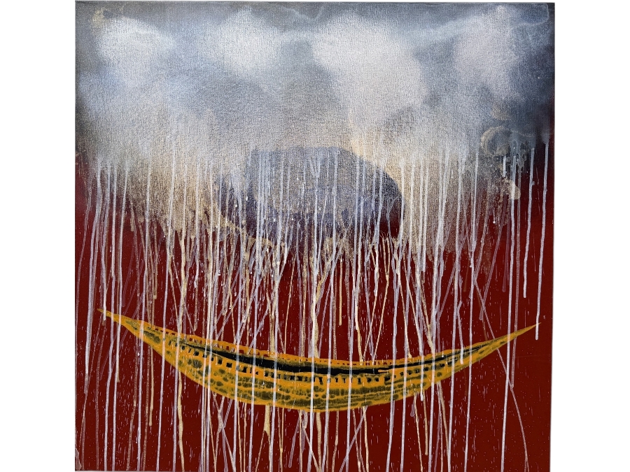 Gerrit Greve (1948-2024, Cardiff by the Sea, CA) Original Abstract Acrylic Spirit Boat Painting On Canvas Signed Verso And Dated 2014 36' X 36' Estimate $1,100-$2,200